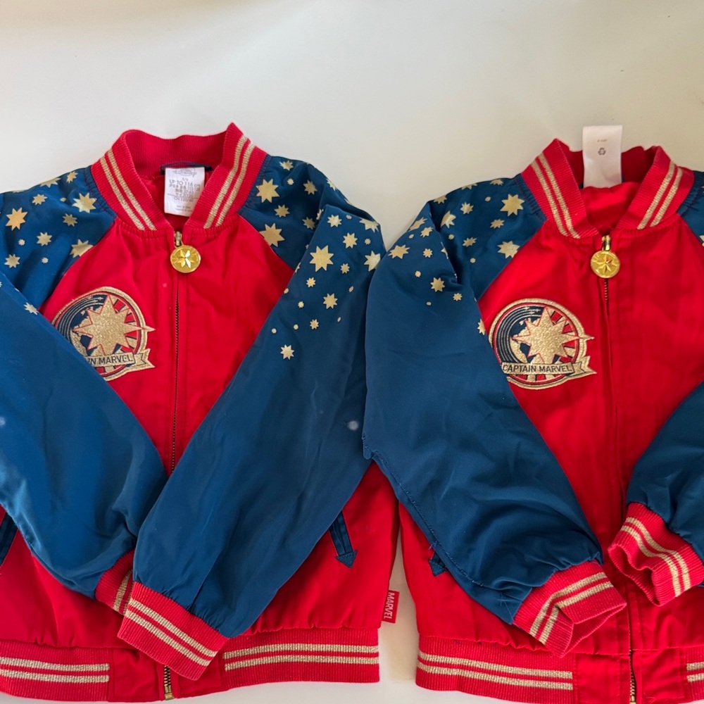 2 Super Cute Disney Kids Captain Marvel Jackets - Red and Blue - Size 5/6